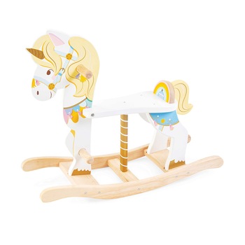 Balansoar din lemn, Le Toy Van, unicorn, multicolor, 12 luni +